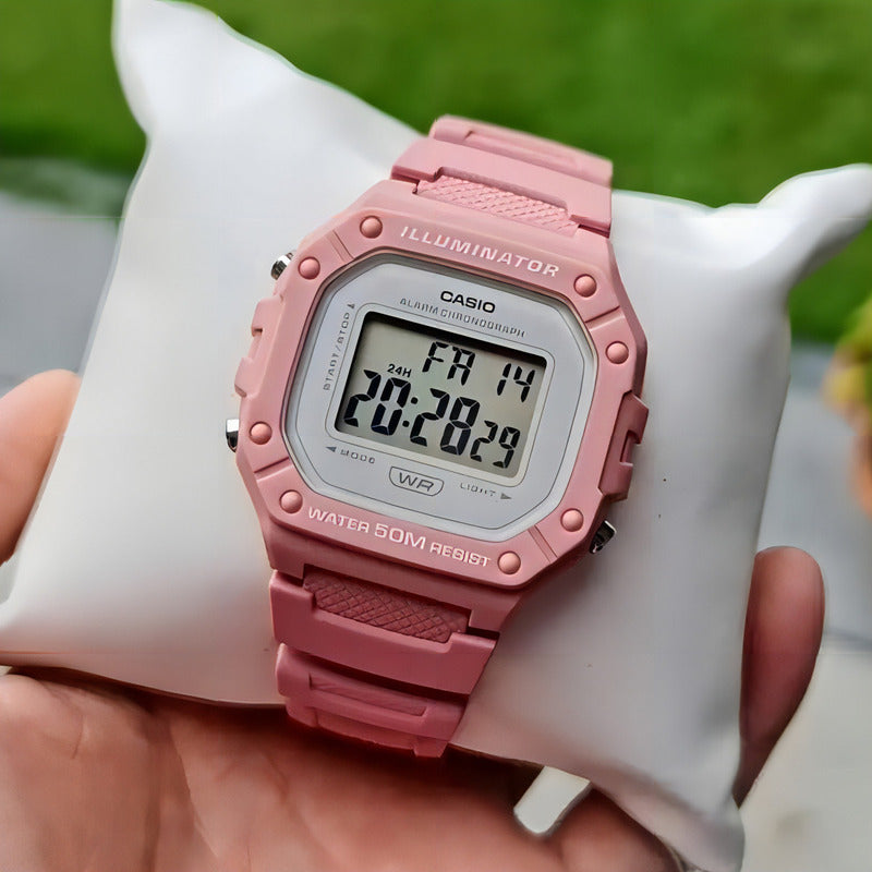 Reloj Deportivo Casio W-218hc-4av Rosa Gris