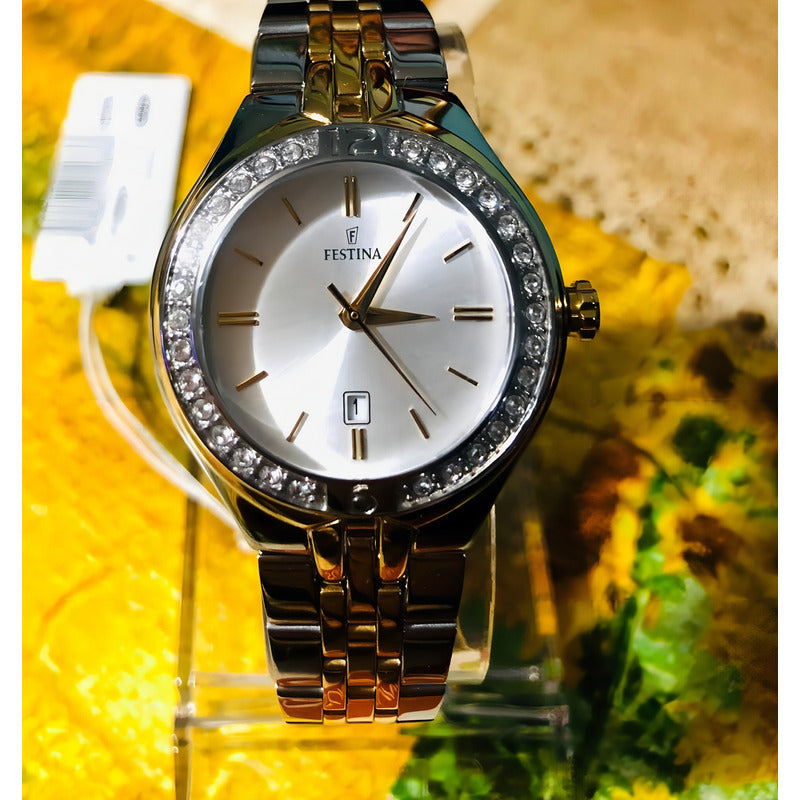 Reloj Festina Mujer Mademoiselle Acero Inoxidable Con Calendario Plateado