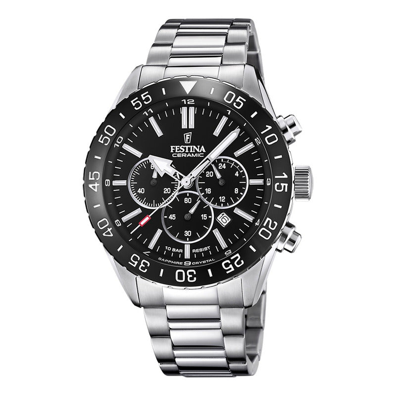 Reloj Hombre Festina F20575/3 Cronografo Analógico Plateado Negro 3