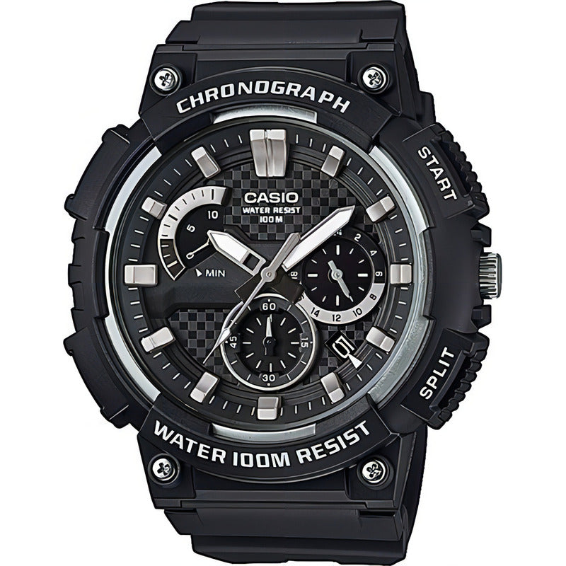 Reloj Casio Mcw-200h-1a Hombre Analógico, Con Cronógrafo Y Resistencia Al Agua De 100 M Negro