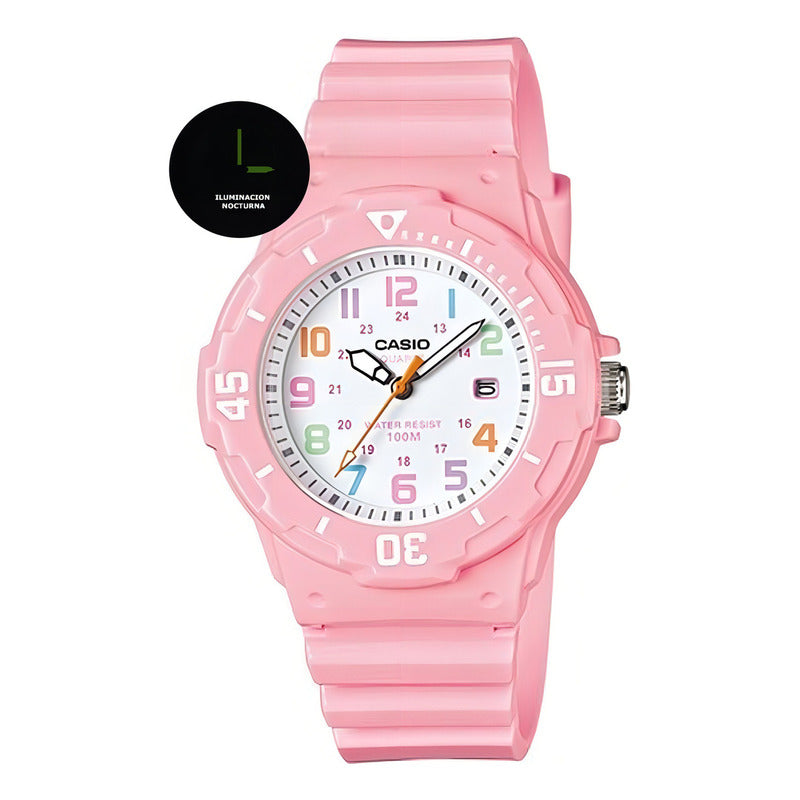 Reloj Casio Dama Lrw-200h-4b2vdf Rosa Chicle Blanco