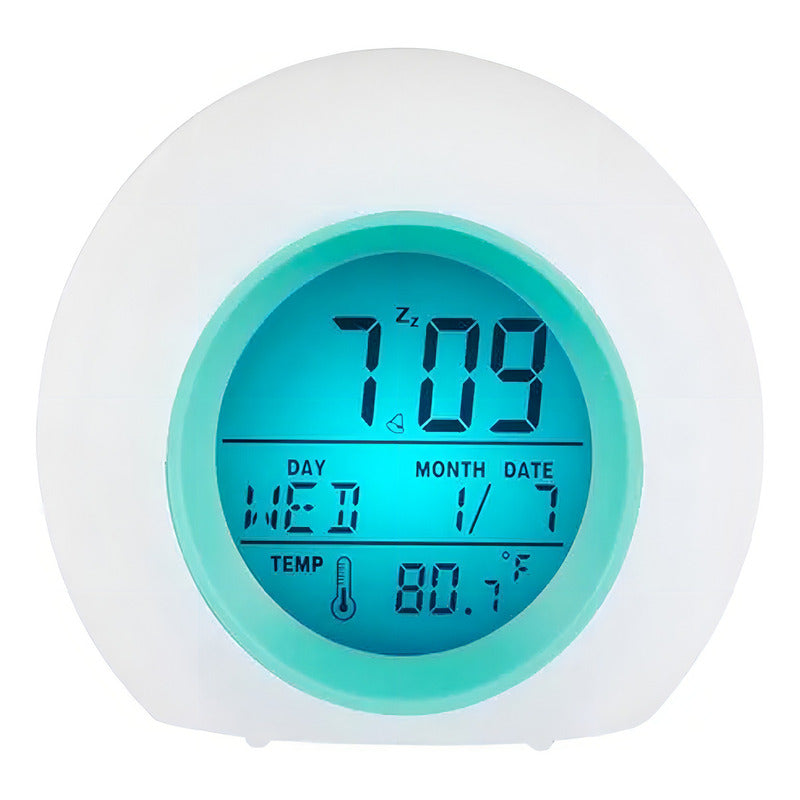 Reloj Despertador Pantalla Redondo Temperatura Alarma Color Blanco