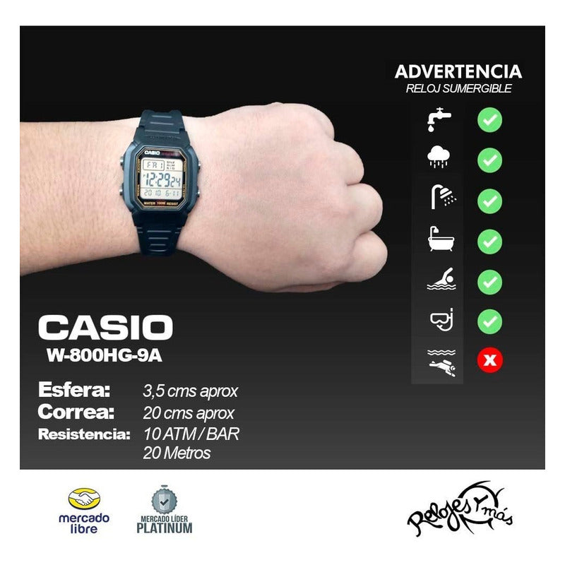 Reloj Casio W-800h Colores Surtidos/relojesymas