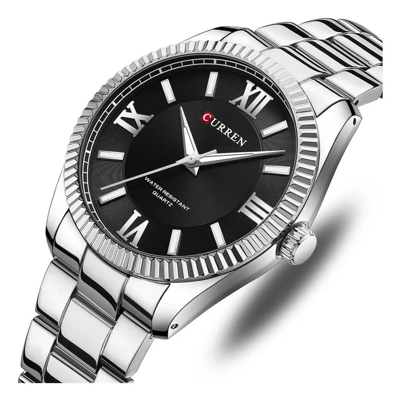 Reloj De Cuarzo Curren 8453-1 Para Hombre Plateado Negro