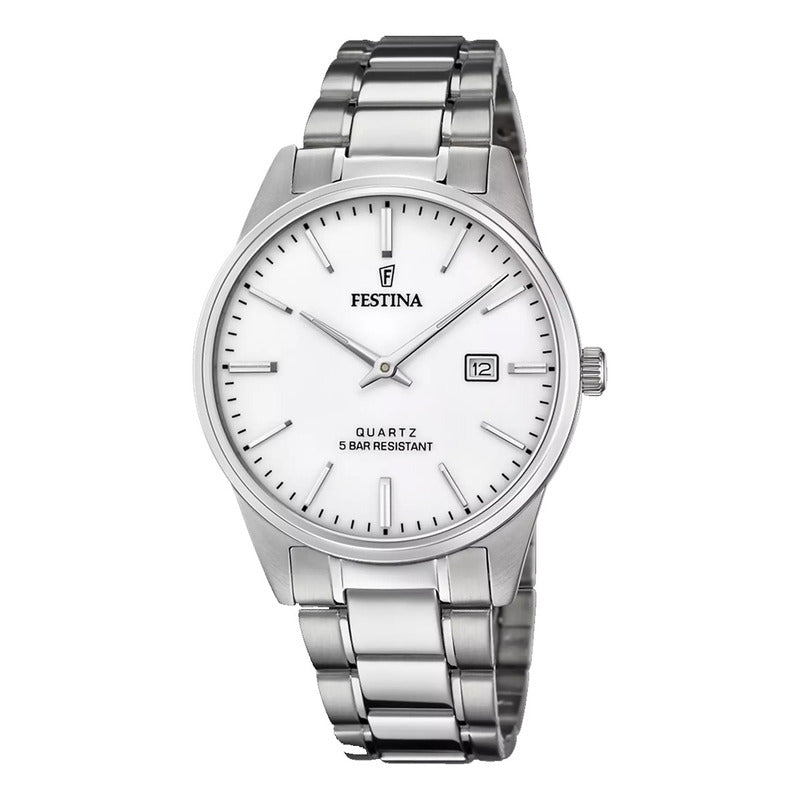 Reloj Hombre Festina F20511/2 Calendario Analógico Plateado Blanco
