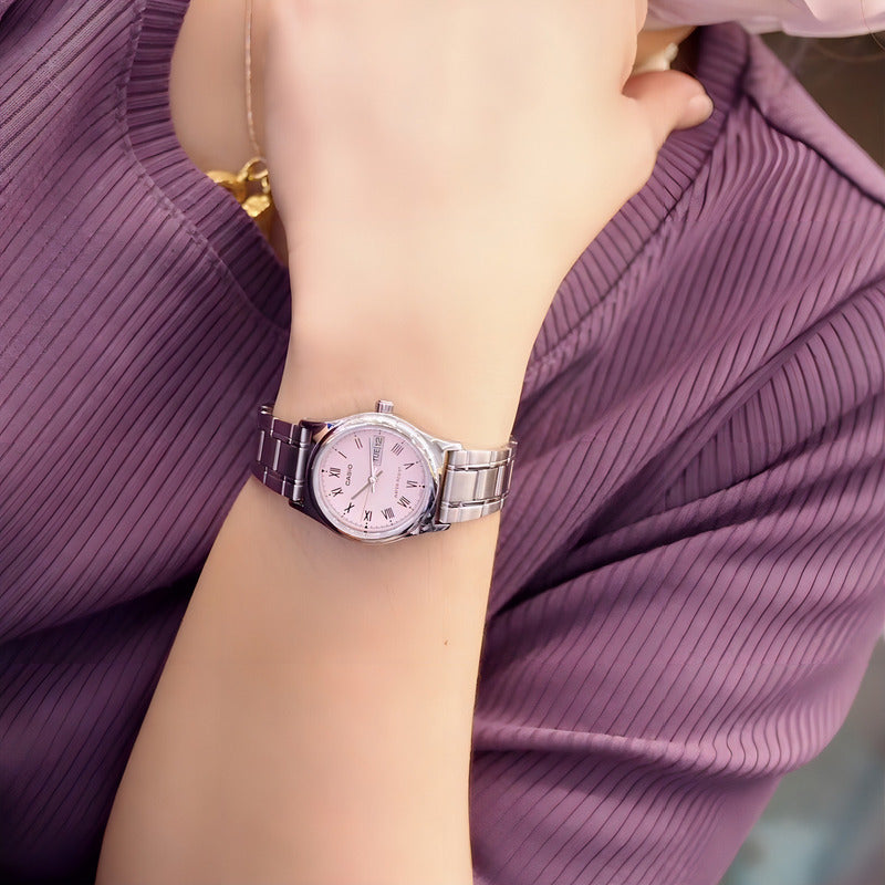 Reloj Casio Ltp-v006d-4b Mujer Plateado Rosa