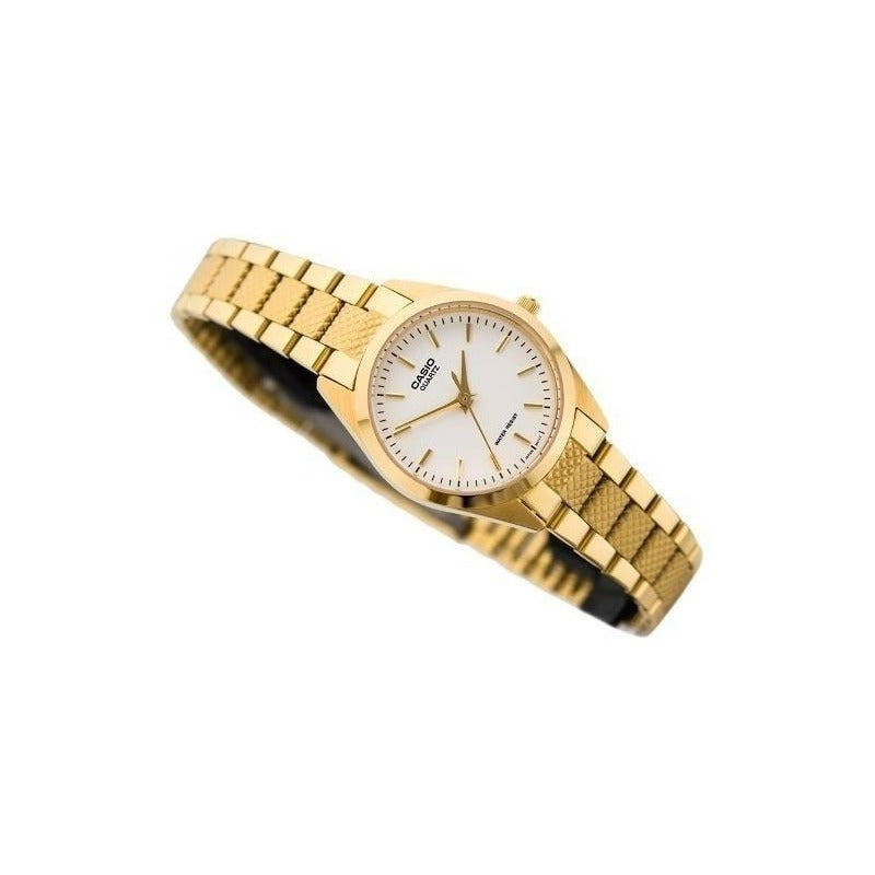 Reloj Casio Dama Ltp-1274g-7a Nuevo Original/relojesymas Dorado Blanco