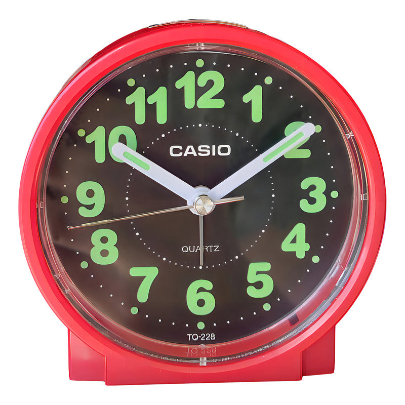 Reloj De Mesa Despertador Analógico Casio Tq-228 - Vermelho Rojo