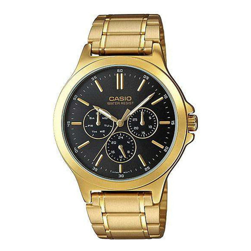 Reloj Casio Hombre Mtp-v300g-1a Calendario Original Dorado Dorado Negro