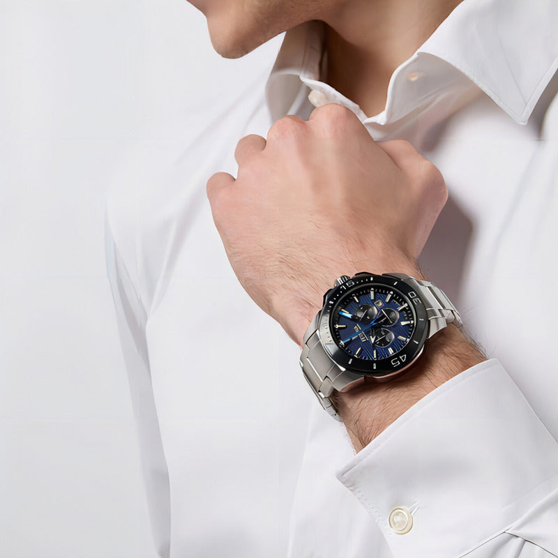 Reloj Festina Hombre F20641/2 Chrono Bike Original Color De La Correa Plateado Color Del Bisel Negro Color Del Fondo Azul