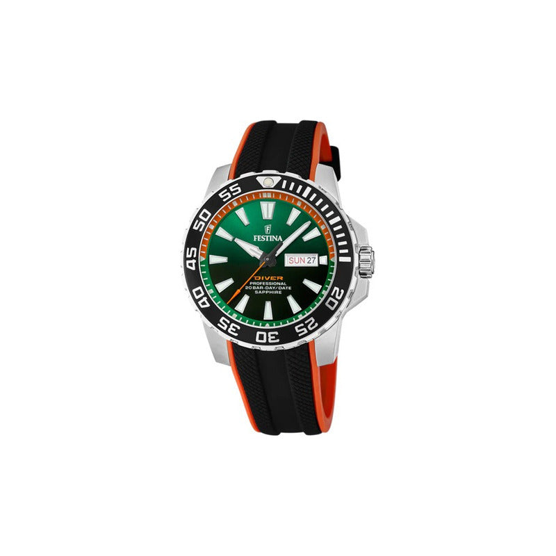 Reloj Festina F20662.2  Deportivo Relojesymas Negro/naranja Plateado Verde