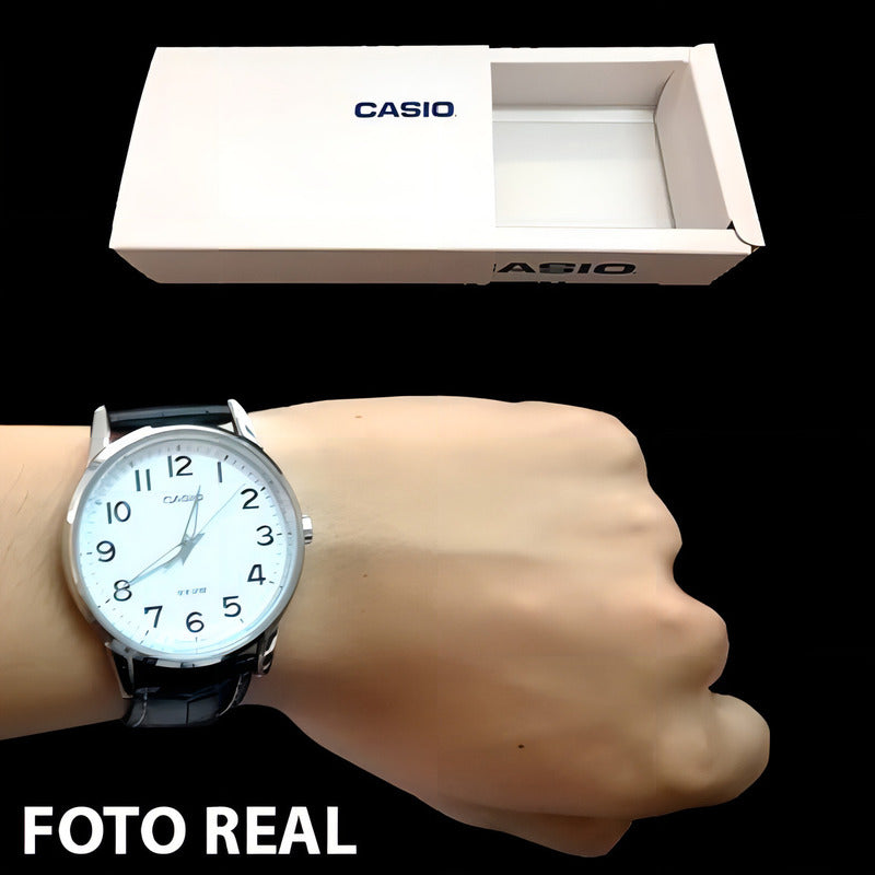 Reloj Casio Mtp-1303l-7bvdf Cuarzo Hombre Color De La Correa Negro Blanco