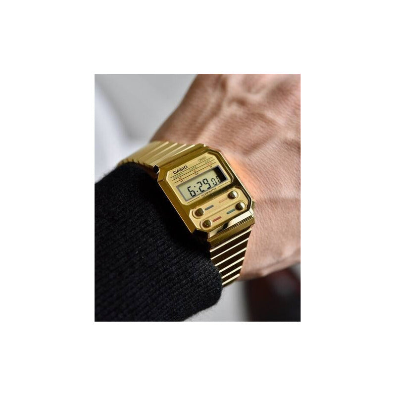 Reloj Casio Vintage A-100weg-9a Original Dorado Dorado Dorado