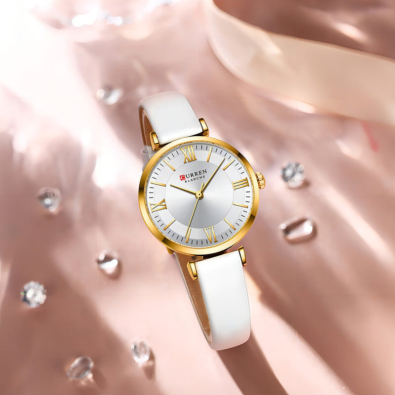 Relojes De Pulsera Curren De Piel De Cuarzo Para Mujer Blanco