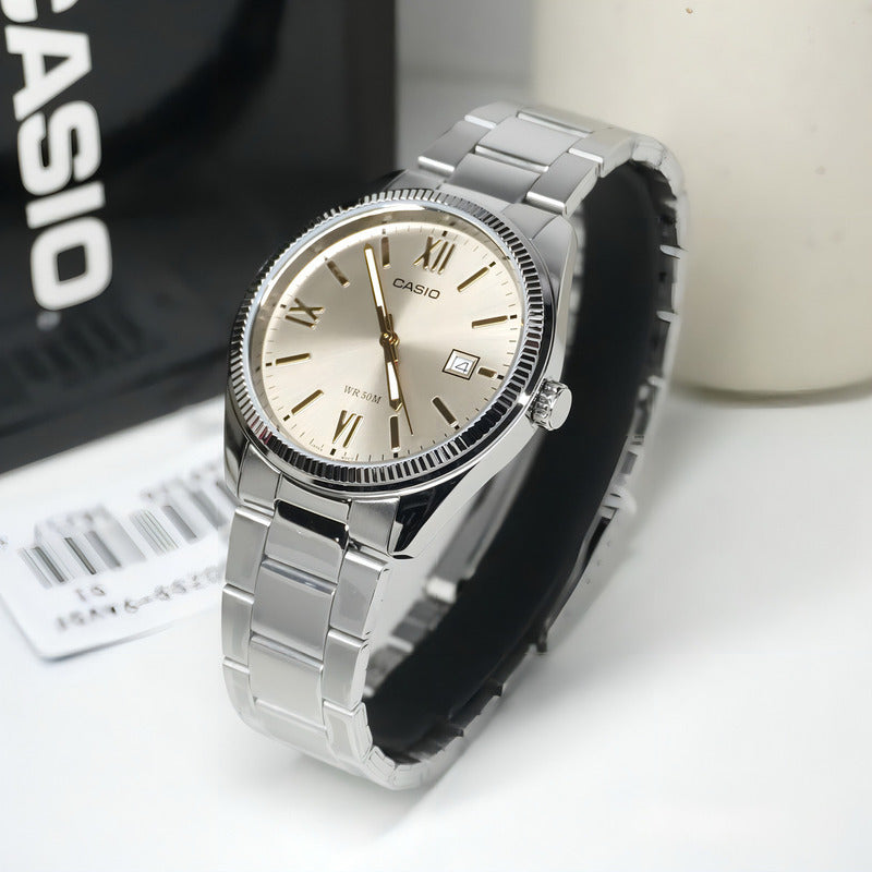 Reloj Casio Mtp-1302dd-9avdf De Acero Inoxidable Para Hombre Con Fondo Rosa Plateado