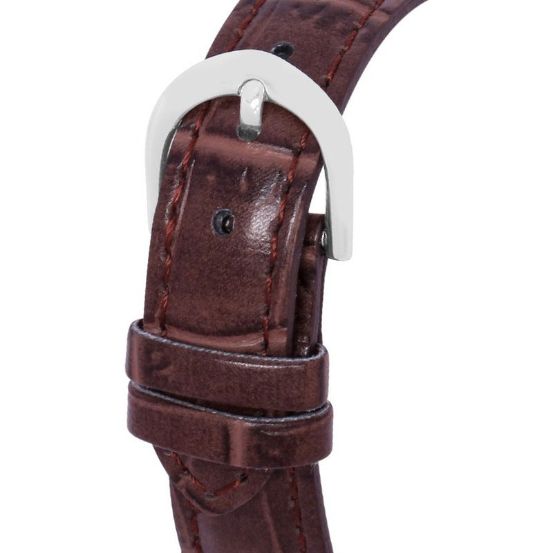 Reloj Casio Mujer Ltp V007l Numeros Romanos Caratula Dorada Correa Marron Cuero Plateado Beige