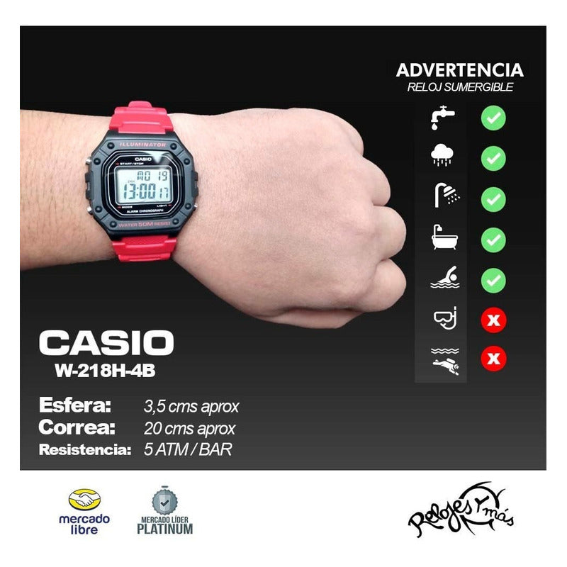 Reloj Casio Digital W-218h Colores Surtidos/relojesymas