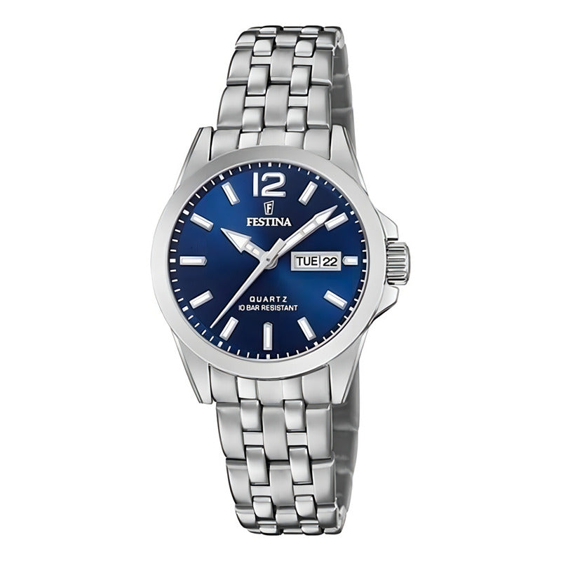 Reloj Festina F20455/3 Mujer Sumergible Doble Calendario Plateado Azul