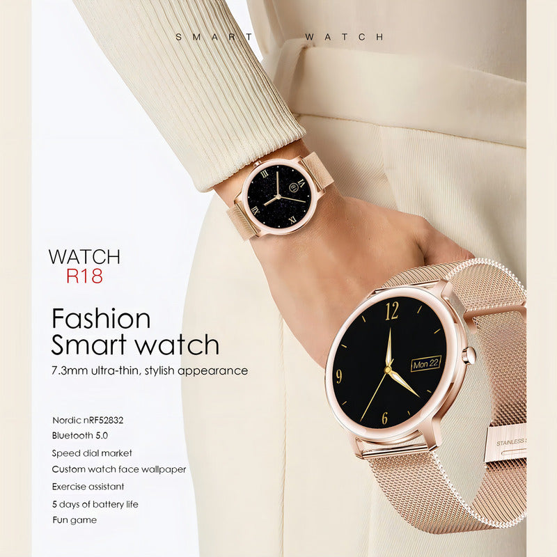 Smartwatch Fralugio R18 Pro Full Touch Bluetooth Dorado Monitoreo Salud