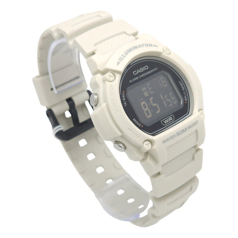 Reloj Pulsera Digital Casio W-219hc-8bvdf Con Correa De Resina Color Blanco - Bisel Negro
