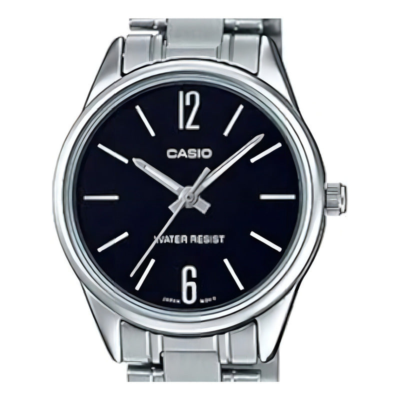 Reloj Casio Mujer Modelo Ltp-v005d-1b Plateado Plata Negro