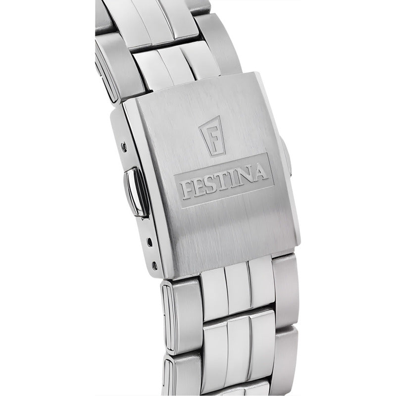 Reloj Festina F20425/1 Hombre Acero Plateado Desplegable Fondo Gris