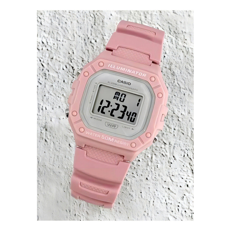 Reloj Deportivo Casio W-218hc-4av Rosa Gris