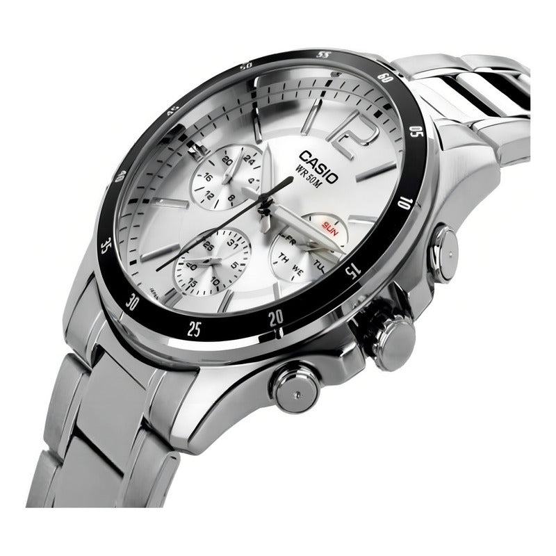 Reloj Casio Mtp-1374d-7av Cuarzo Hombre Plateada Negro Plateado Claro