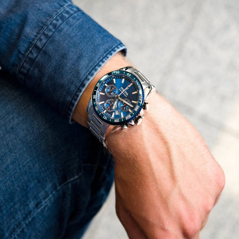 Reloj Festina Timeless Cronografo Azul Electico F20560.3 Plateado