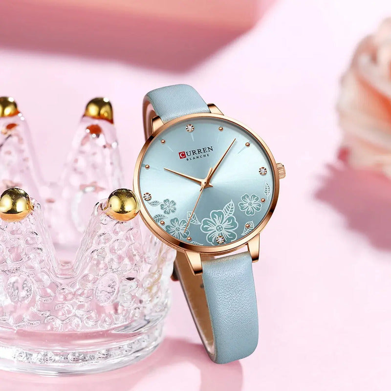 Reloj Para Mujer Curren Ladies Kred18202121 Celeste Oro Rosa Dorado