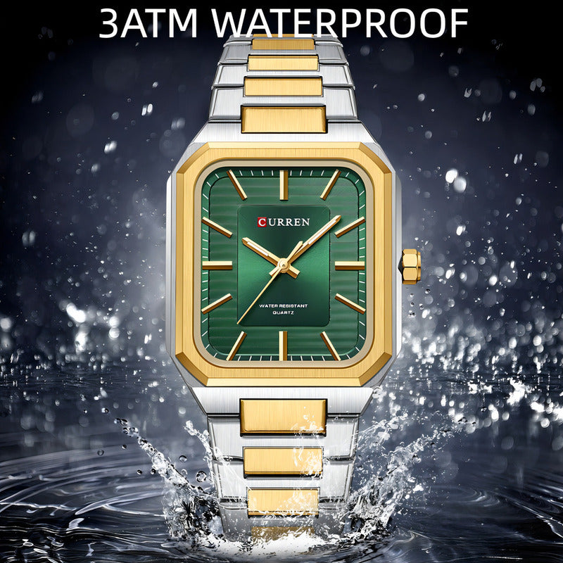 Relojes Curren Square Classic De Acero Inoxidable 8457-2 Plateado/azul
