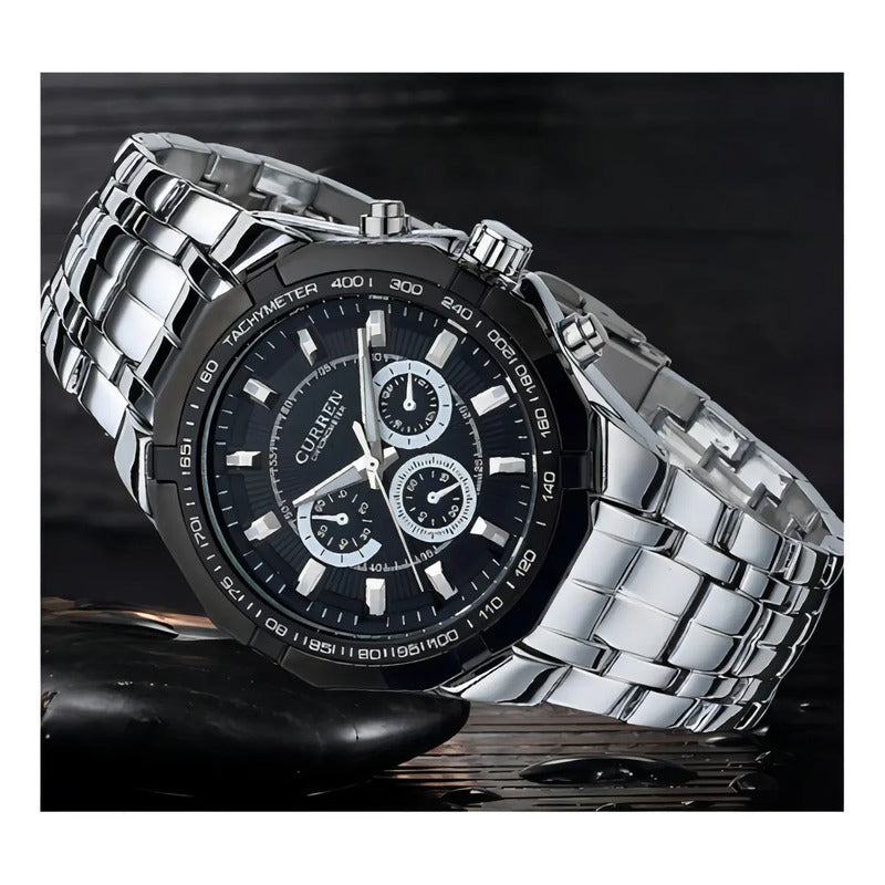 Reloj De Acero Inoxidable Resistente Al Agua Curren Para Hom Color Del Bisel Negro