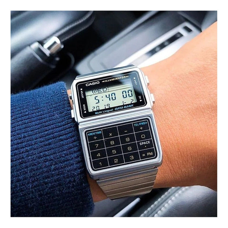 Reloj Casio Vintage Databank Calculadora Dbc-611-id Plateado Negro