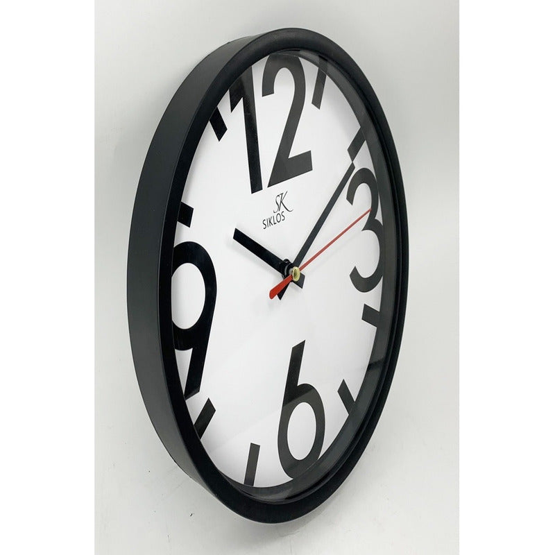 Reloj Pared Plastico Siklos Gb8082 20cm Silencioso  Negro Blanco