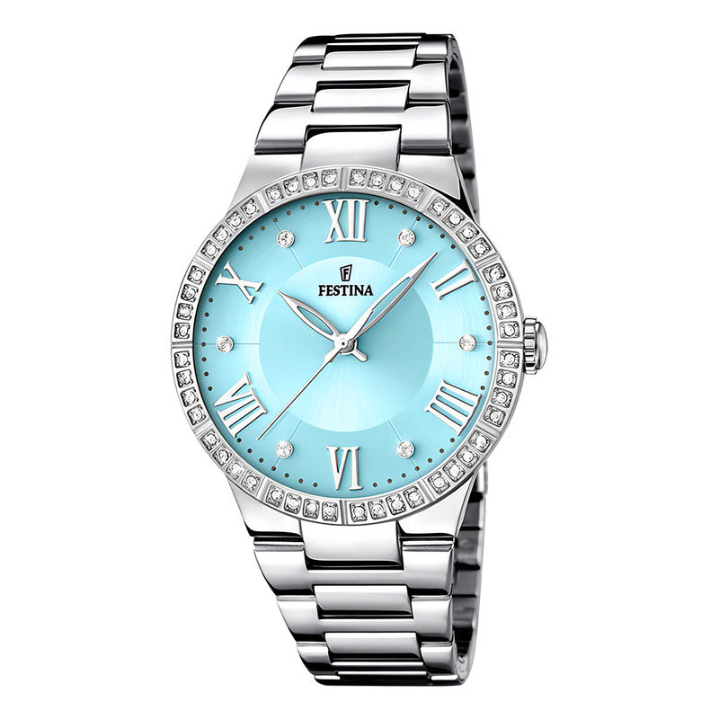 Reloj Festina Boyfriend De Acero Para Mujer Gris Plateado Celeste