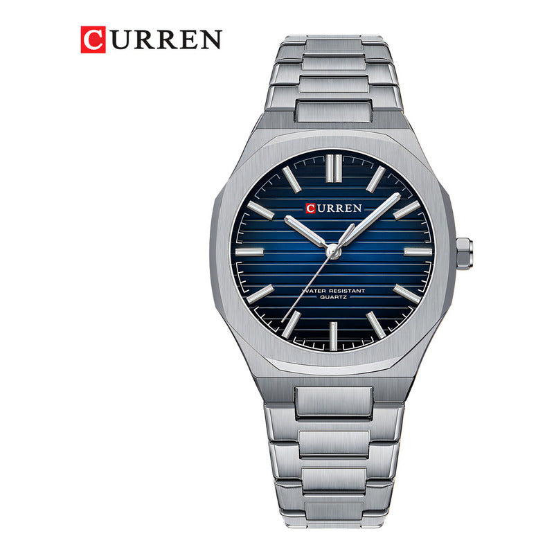 Reloj Curren Hombre 8456 Dorado Acero Analógico Plateado Plateado/azul