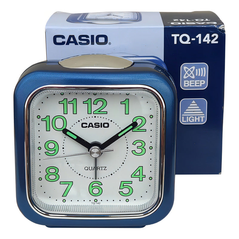 Reloj Casio Despertador Luz Tq-142-2df /relojeria Violeta Azul