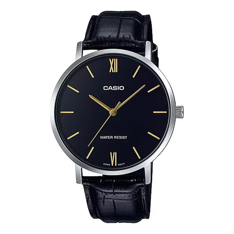 Reloj De Pulsera Casio Dress Mtp-vt01l-1b Original Negro Plateado