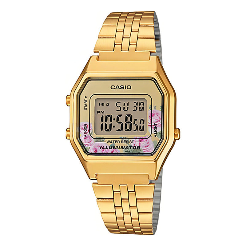Reloj Casio Mujer Vintage Digital Original La-680wga-4c Color De La Correa Dorado Color Del Bisel Dorado Color Del Fondo Dorado