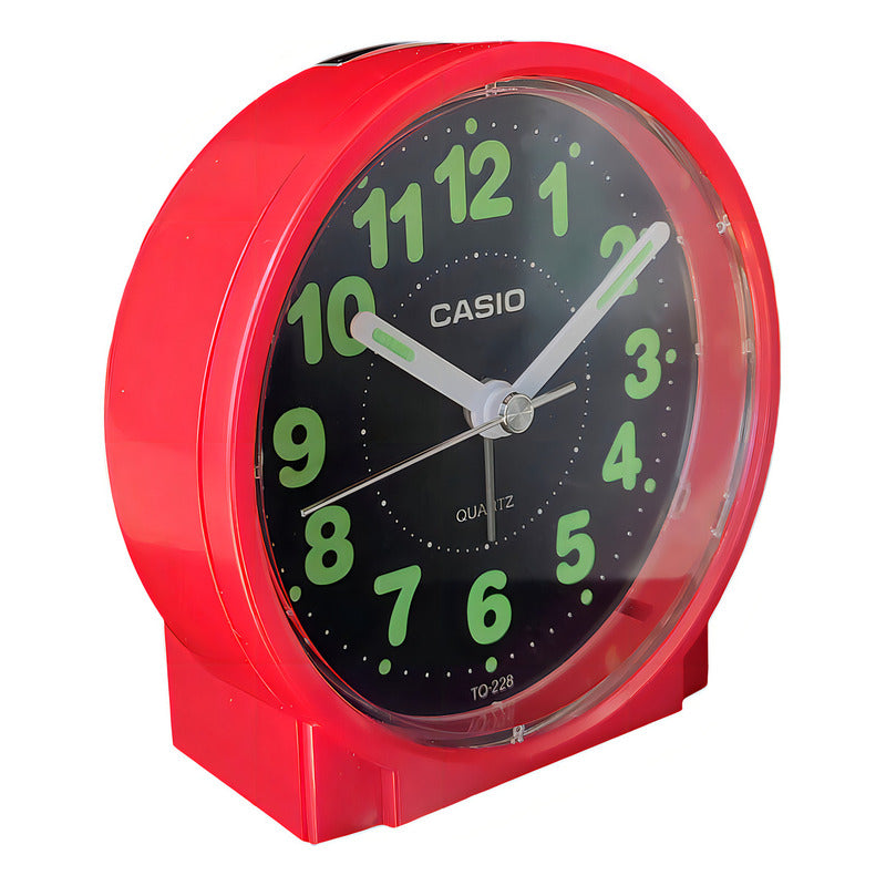 Reloj De Mesa Despertador Analógico Casio Tq-228 - Vermelho Rojo