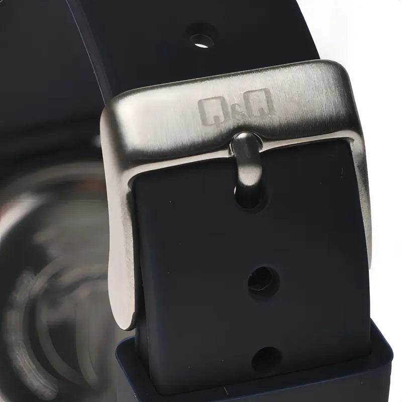 Reloj Q&q Hombre Casual Negro Vr19j019y Color De La Correa Azul/naranja