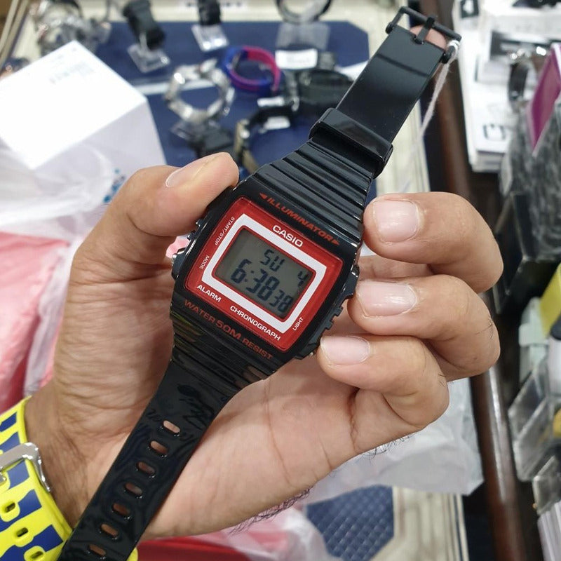 Reloj Casio W-215h-1a2 Hombre Digital Relojesymas Negro Rojo