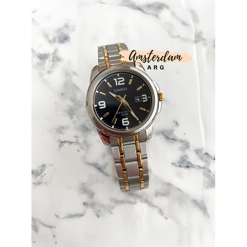 Reloj Casio Ltp-1314sg-1avdf Color De La Correa Combinada Color Del Fondo Negro