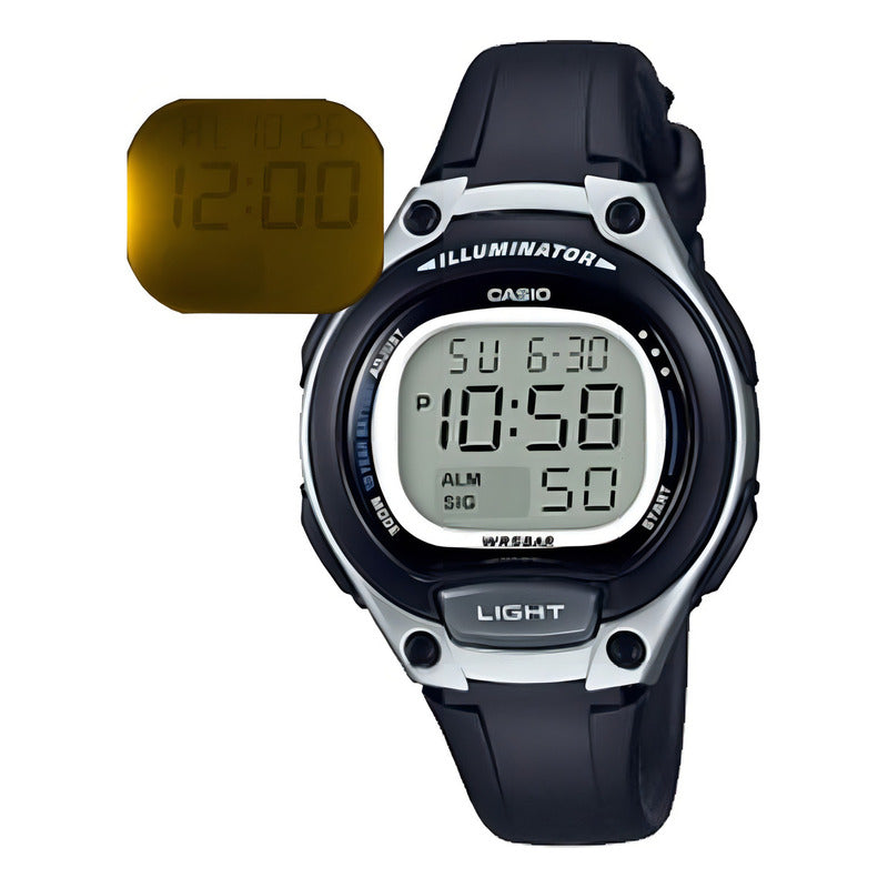 Reloj Casio Digital Dama Lw-203-1av Color De La Correa Negro