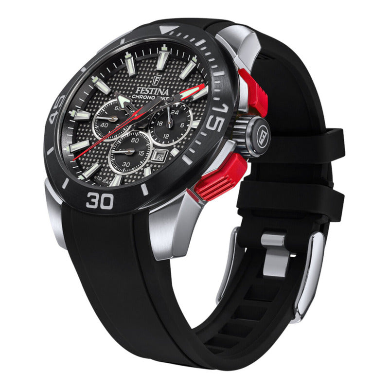 Reloj Pulsera Festina F20642 Con Correa De Silicona Color Negro
