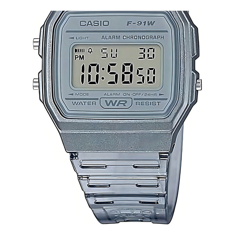 Reloj De Pulsera Casio Collection F-91ws-8 Color Gris Transparente/gris