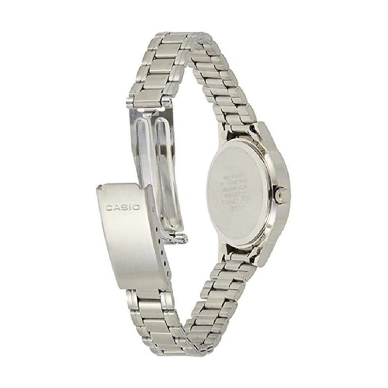 Reloj Casio Dama Ltp-1128a-7b Relojesymas Plateado Plateado Blanco