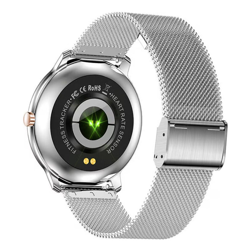Reloj Smartwatch R18 Plateado Metal Bluetooth  Milanese Dorado
