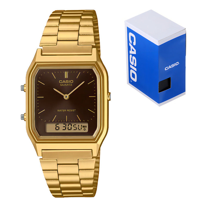 Reloj Casio Aq-230ga-5a Análogo Digital Dorado Blanco