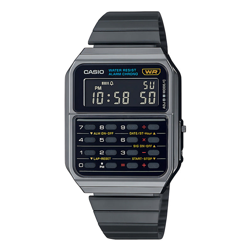 Reloj Pulsera Digital Casio Ca-500wegg-1bdf Con Correa De Acero Inoxidable Color Negro - Bisel Gris